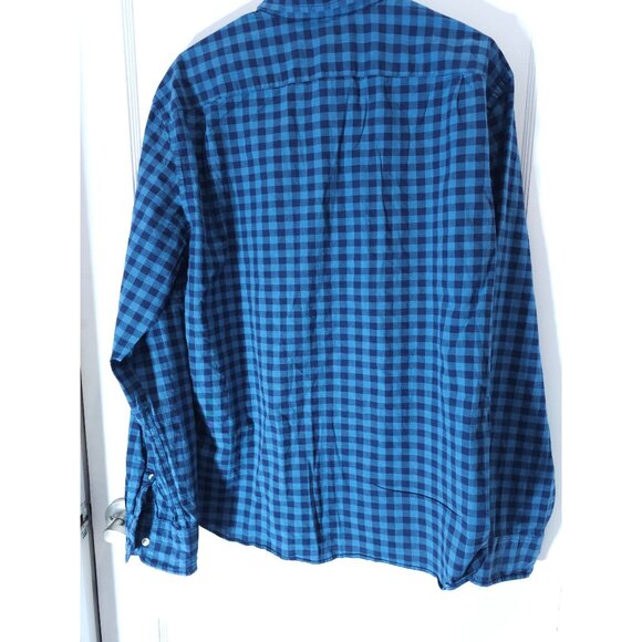 Men's J. Crew Mercantile Flex Slim Fit Blue Gingham Button-Down Shirt XL Cotton - Picture 7 of 10